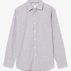 Amazon Essentials Men's Regular-Fit Long-Sleeve Plaid Poplin Shirt, Grey